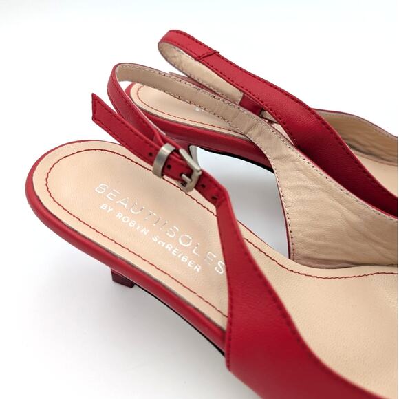 Beautiisoles Makayla Red Leather Comfortable Kitten Heel Women's Size US7 EU38 - Picture 11 of 11